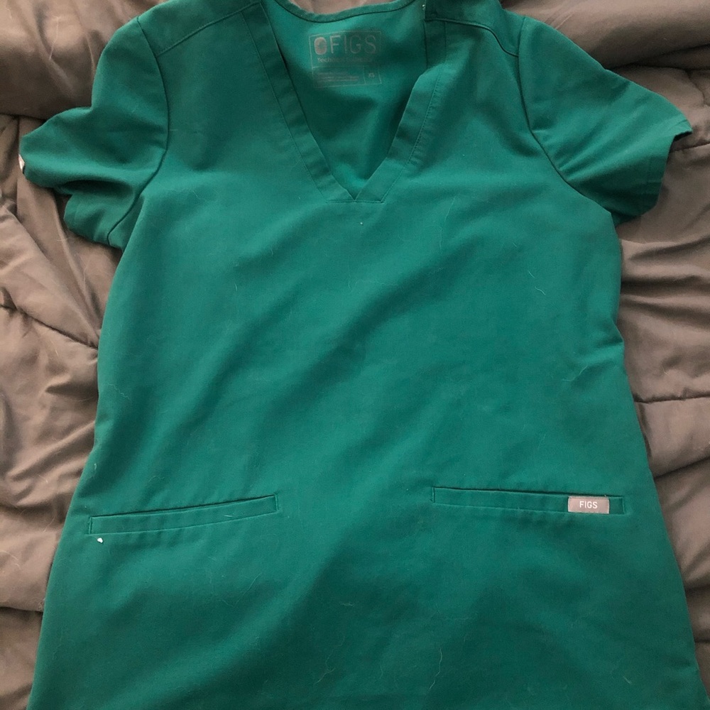 Womens Figs Casma Hunter Green Top